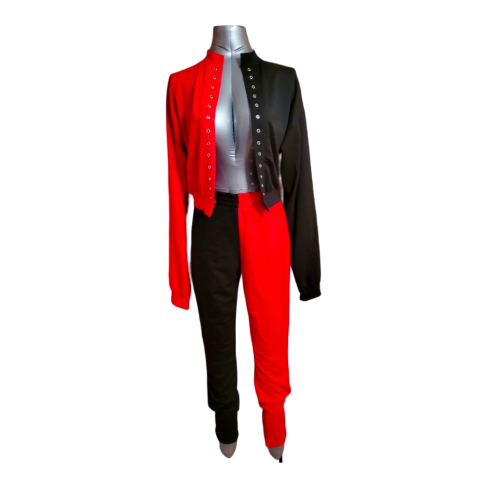 Women's Loose Jogger, Sz M, Black/Red outfit